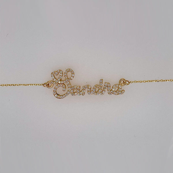 Micro Size name plate, all diamonds, without a bail
