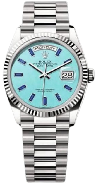 Rolex Day-Date 36 White Gold Turquoise, Set with Sapphires - M128239-0083 - 2026