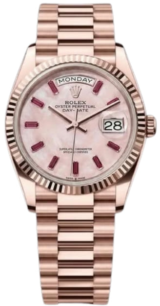 Rolex Day-Date 36 Everose Gold Pink opal, set with Rubies - M128235-0108 - 2026