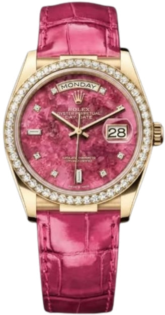 Rolex Day-Date 36 Yellow Gold Intense Pink Thulite, Set with Dimaond - M128148RBR-0002 - 2026