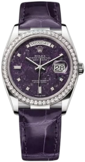 Rolex Day-Date White Gold Dark Crystallized lepidolite, set with diamonds - M128149RBR-0002 - 2026