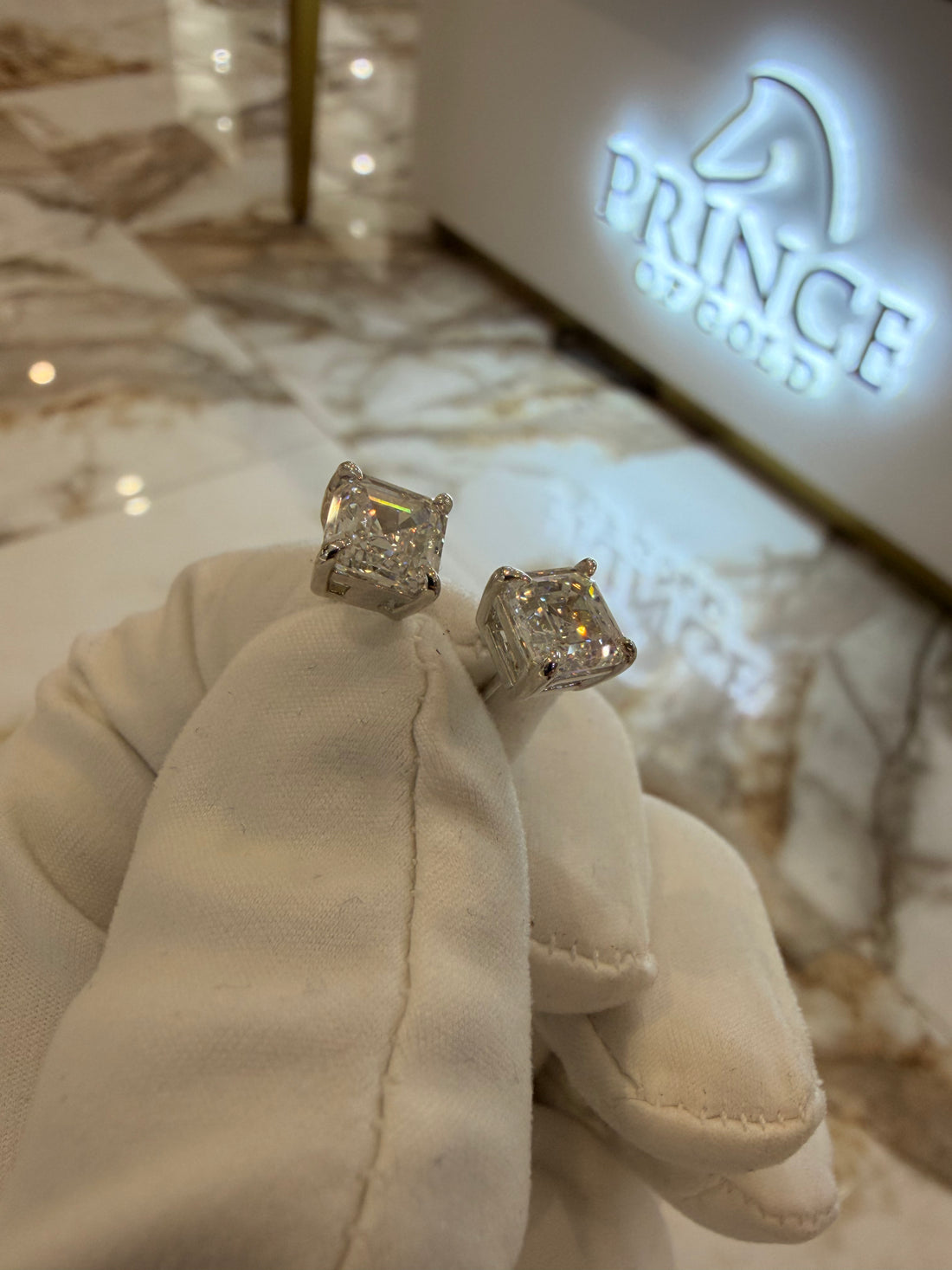 3.05ct Asscher Cut Studs