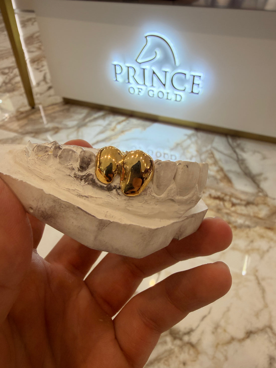 Two Teeth Plain Gold Grillz