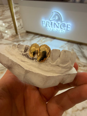 Two Teeth Plain Gold Grillz