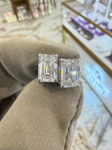 3.02cttw Emerald Diamond Studs
