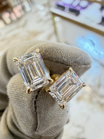 2.03cttw Emerald Diamond Studs