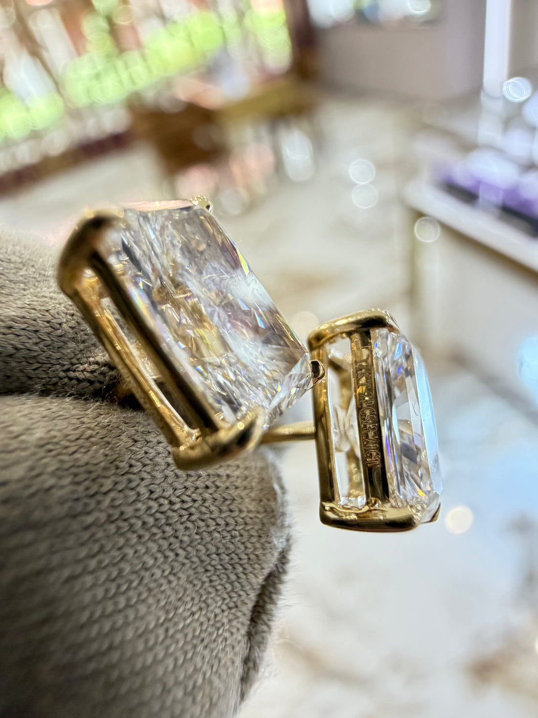 2.11cttw Radiant Cut Studs