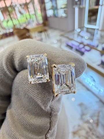 3.37cttw Emerald Diamond Studs