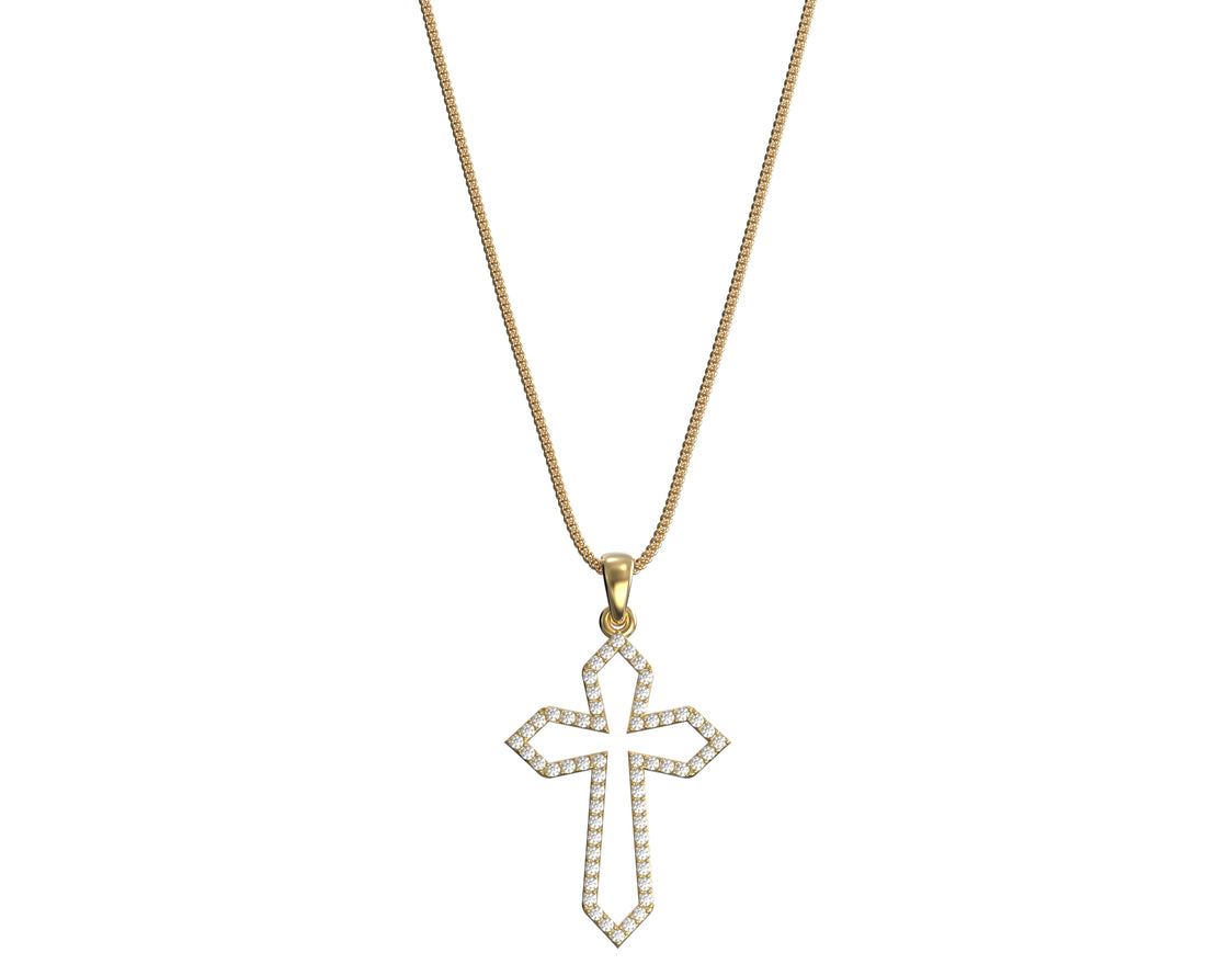 Diamond Outline Pointed Cross